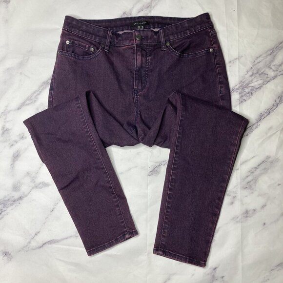 H by Halston Mid Rise Skinny Jeans Womens Size 8 Petite Purple Mid Rise i81 - Picture 1 of 3